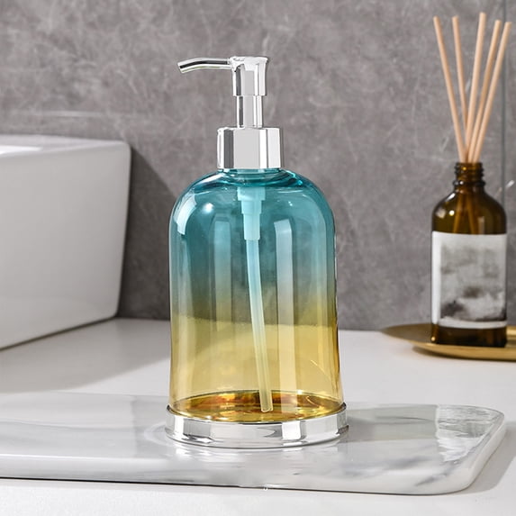 16oz Hand Sanitizer Dispenser, Refillable Soap Dispenser Pump for Bathroom and Kitchen Countertop, Plastic Liquid Soap Container for Office, Home, Restroom, Modern Clear Design