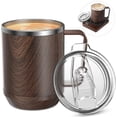 thumbnail image 1 of 16oz Heated Coffee Mug With Flat Bottom for Rapid Heating, Stainless Steel Cup for Different Warmer/Heaters, Suitable for Home and Office Desk, Wood, No Warmer, 1 of 4