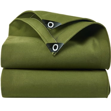 Chicago Canvas & Supply 16 Oz Heavy Duty Canvas Tarp – 16x24 Ft, Olive Drab