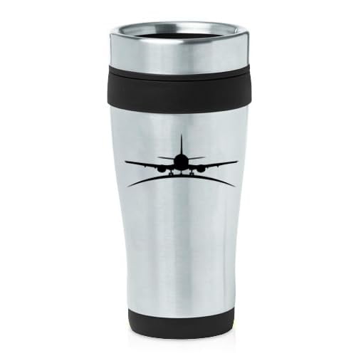 16oz Insulated Stainless Steel Travel Mug Coffee Mug Tumbler Airplane Pilot Flight Attendant (Black)