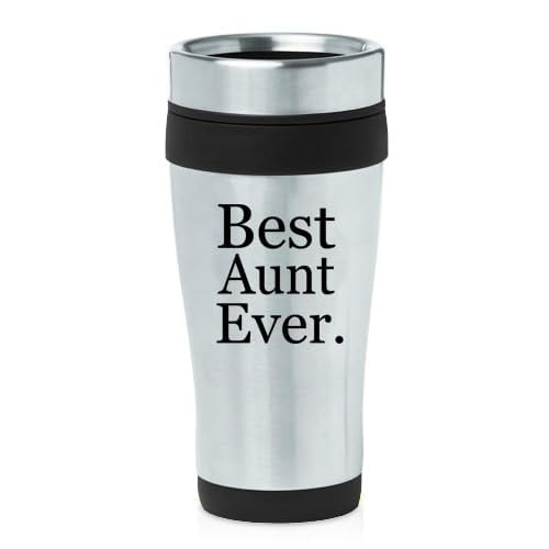 16oz Insulated Stainless Steel Travel Mug Coffee Mug Tumbler Best Aunt Ever (Black)