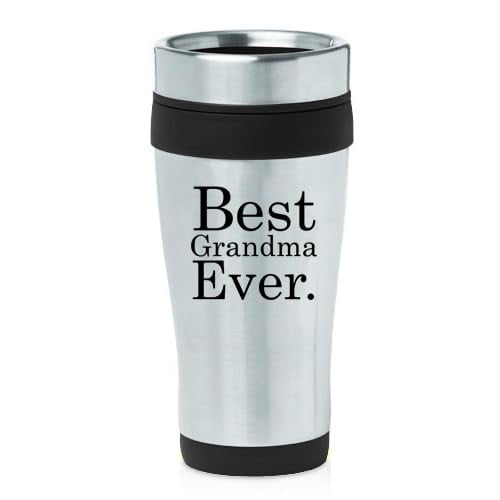 16oz Insulated Stainless Steel Travel Mug Coffee Mug Tumbler Best Grandma Ever (Black)