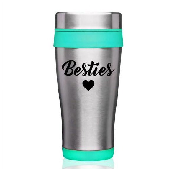 16oz Insulated Stainless Steel Travel Mug Coffee Mug Tumbler Besties Best Friend (Teal)