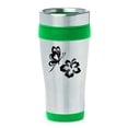 thumbnail image 1 of 16oz Insulated Stainless Steel Travel Mug Coffee Mug Tumbler Butterfly and Hibiscus (Green), 1 of 1
