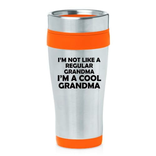 16oz Insulated Stainless Steel Travel Mug Coffee Mug Tumbler Cool Grandma Funny (Orange)