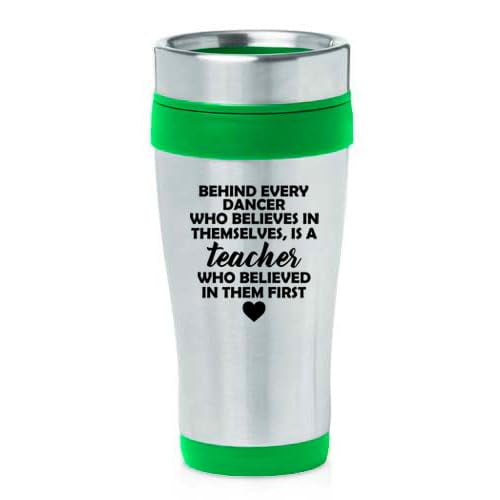 16oz Insulated Stainless Steel Travel Mug Coffee Mug Tumbler Dance Teacher Gift (Green)
