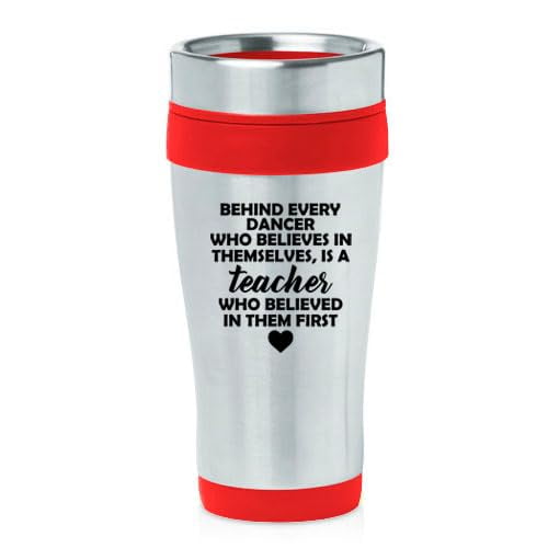 16oz Insulated Stainless Steel Travel Mug Coffee Mug Tumbler Dance Teacher Gift (Red)