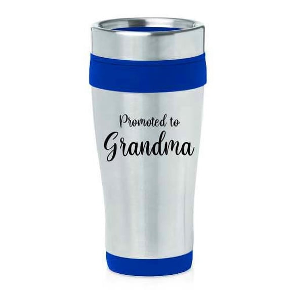 16oz Insulated Stainless Steel Travel Mug Coffee Mug Tumbler Promoted To Grandma New Grandmother Pregnancy Announcement (Blue)
