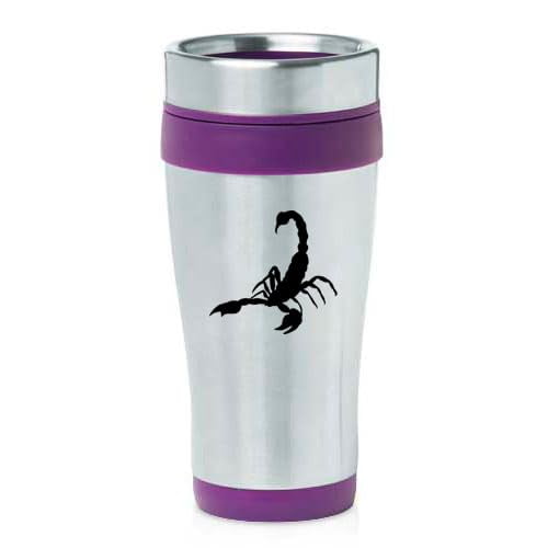 16oz Insulated Stainless Steel Travel Mug Coffee Mug Tumbler Scorpion (Purple)
