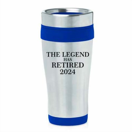 16oz Insulated Stainless Steel Travel Mug Coffee Mug Tumbler The Legend Has Retired 2024 Retirement Gift (Blue)