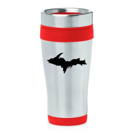 16oz Insulated Stainless Steel Travel Mug Coffee Mug Tumbler Upper Peninsula Michigan (Red)
