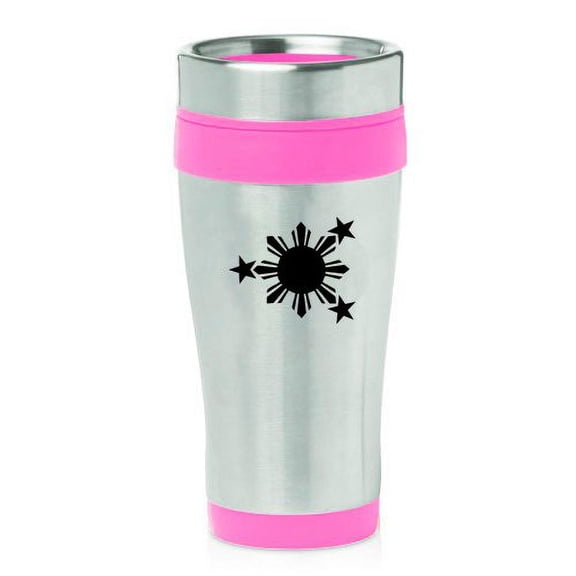 16oz Insulated Stainless Steel Travel Mug Philippines Stars and Sun (Pink)