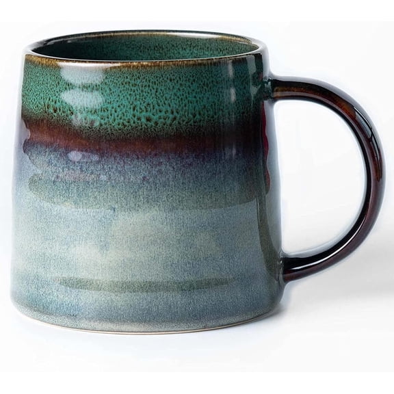 16oz Large Handmade Reactive Glaze Ceramic Coffee Mug, Speckled Gradient Pottery Tea Cup with Handle, Microwave & Dishwasher Safe for Home Office Use