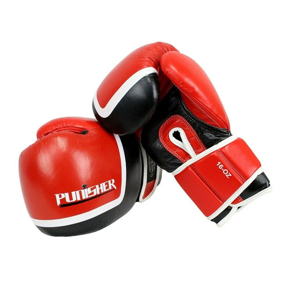 16oz Last Punch Red and Black Punisher Boxing Gloves