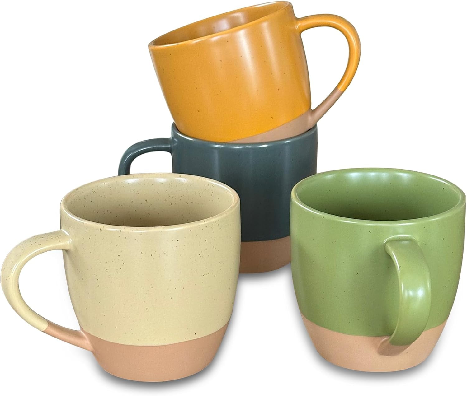 16oz Latte Mug Set Assorted Neutrals 4 Pack Ceramic Coffee Cups