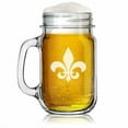 thumbnail image 1 of 16oz Mason Jar Glass Mug w/Handle Fleur-De-Lis, 1 of 1