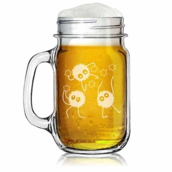 16oz Mason Jar Glass Mug w/Handle Gift Anime Stars