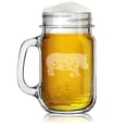 thumbnail image 1 of 16oz Mason Jar Glass Mug w/Handle Gift Floral Hippo Hippopotamus, 1 of 1