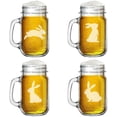 thumbnail image 1 of 16oz Mason Jar Glass Mug w/Handle Gift Set of 4 Bunny Rabbit Collection, 1 of 1