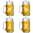 thumbnail image 1 of 16oz Mason Jar Glass Mug w/Handle Gift Set of 4 Stylized German Shepherd Collection, 1 of 1