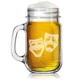 thumbnail image 1 of 16oz Mason Jar Glass Mug w/Handle Gift Theater Masks, 1 of 1