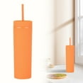 thumbnail image 1 of 16oz Matte Acrylic Skinny Tumbler with Lid & Straw - Double Wall Insulated Cup for Hot/Cold Drinks, Leakproof Coffee Tumbler for Office/Beach/Camping, 1 of 4