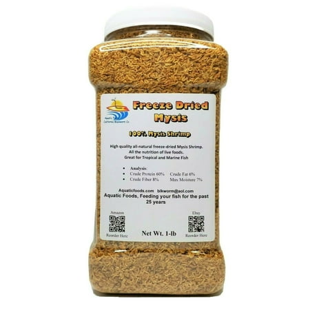 16oz. Mysis, Freeze Dried Mysis Shrimp for All Tropicals, Marines, Corals, Anemones, Cichlids, Aquatic Turtles, Koi & Pond Fish. 16oz Jar