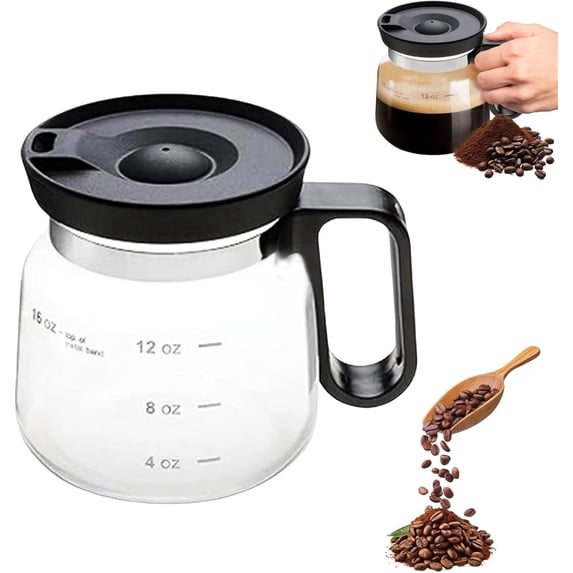 16oz Novelty Coffee Pot Mug – Glass Coffee Cup with Spill-Proof Lid, Heat Resistant Coffee Mug