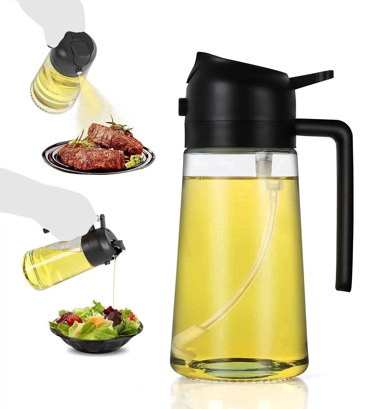 16oz Oil Dispenser Bottle for Kitchen, restaurant - 2-in-1 Olive Oil and Cooking Spray