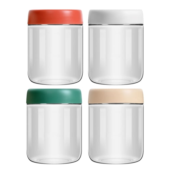 16oz Overnight Oats Containers 4-Pack Glass Mason Jars with Lids alad Meal Prep Cereal Yogurt Pudding Snacks Storage, Multicolor