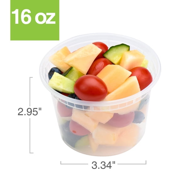 16oz Plastic Food Containers With Lids Airtight And Leakproof Deli Cups ...