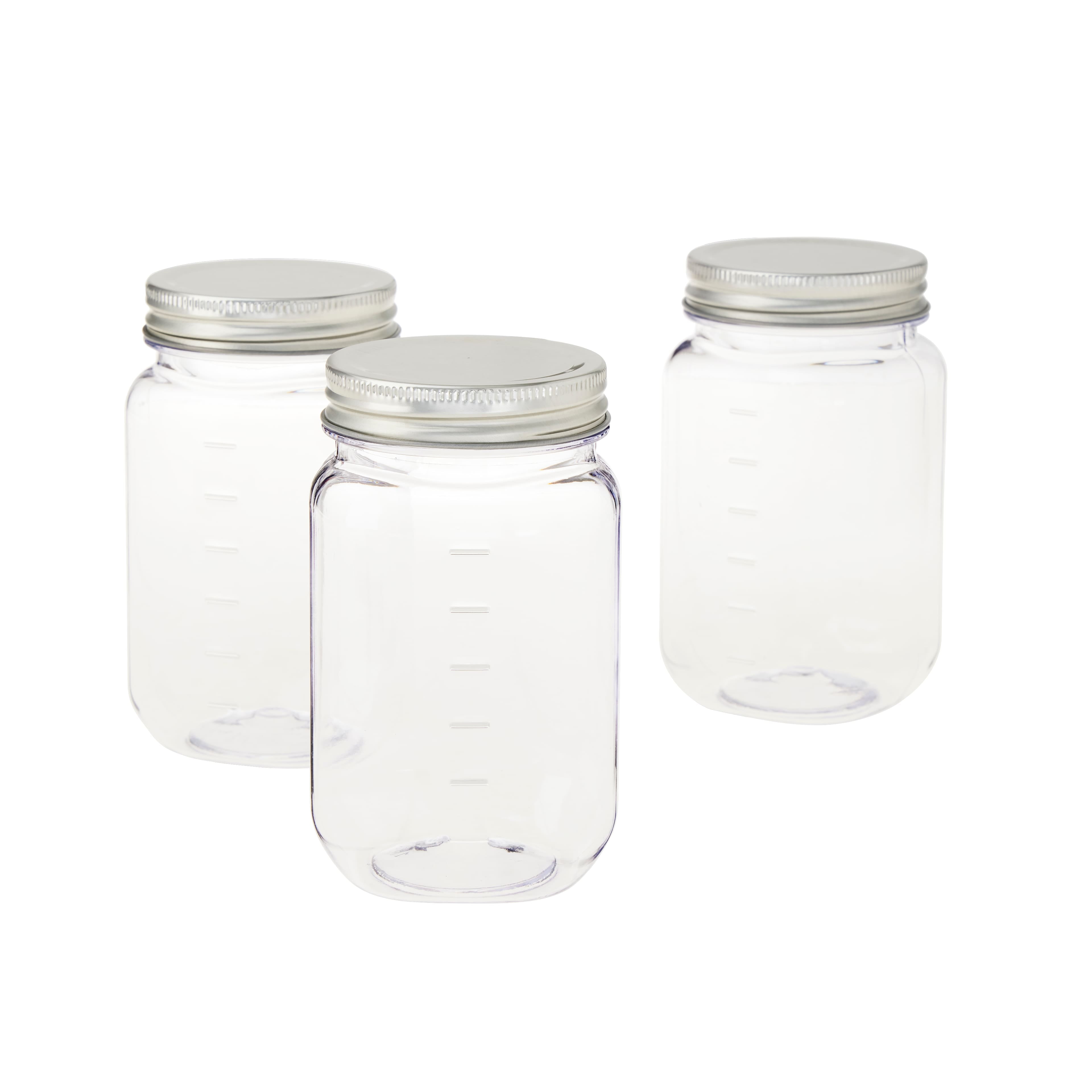 GET MAS-3-CL Cheers 16 oz. Customizable Plastic Mason Jar / Drinking Jar  with Handle - 24/Case