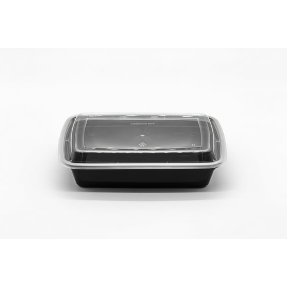 16oz Rectangular Plastic Microwaveable Food Container 150 sets/cs