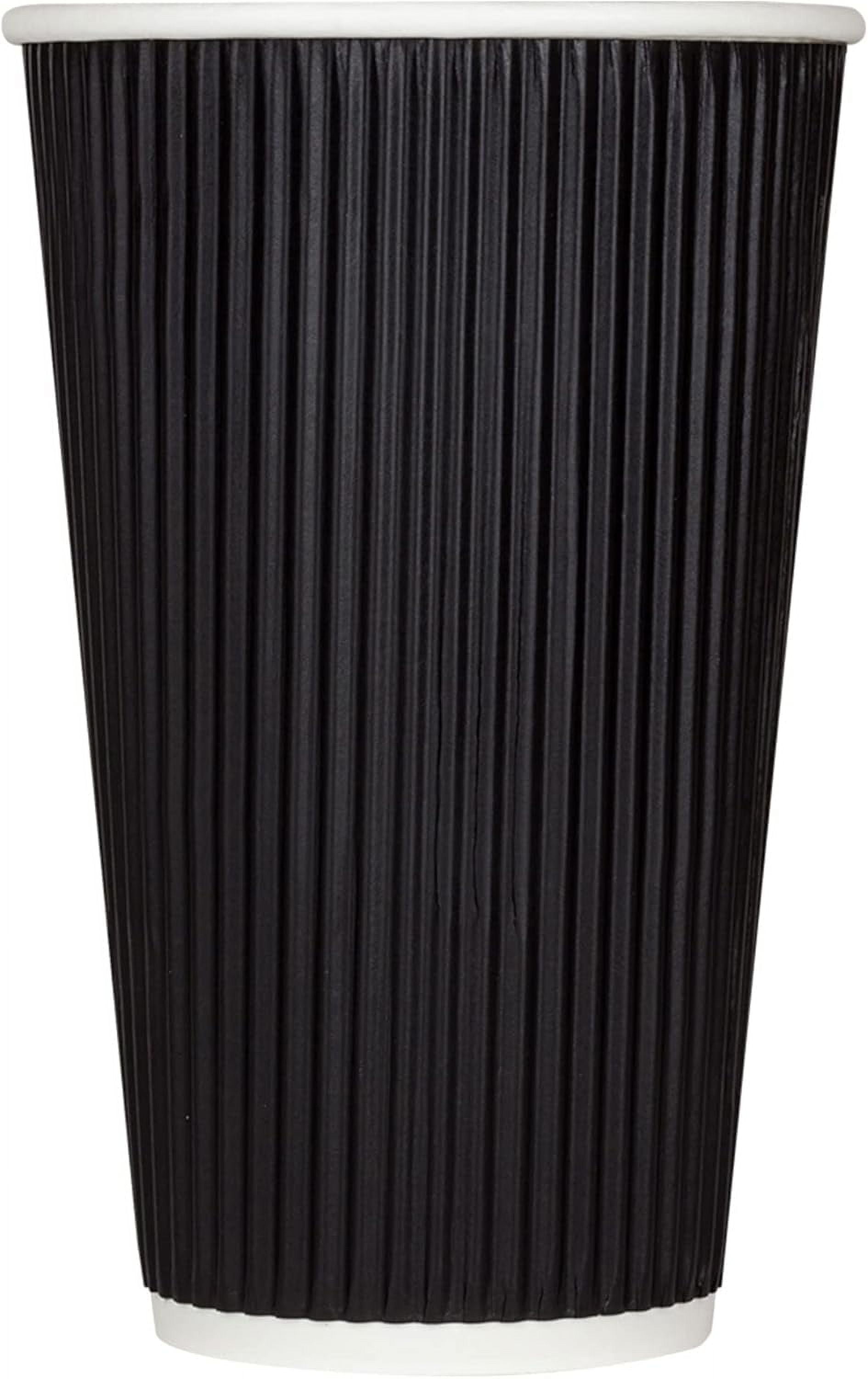 16oz Ripple Insulated Coffee Hot Cups [500 Count] Black Double Poly ...