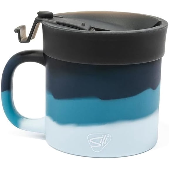 16oz Silicone Coffee Mug Tumbler with Flip Lid  Pack of 1 Dishwasher Safe Microwave Oven & Freezer Compatible  Non-Toxic Reusable Cup for Hot Coffee Tea or Cold Drinks (Moon Beam)