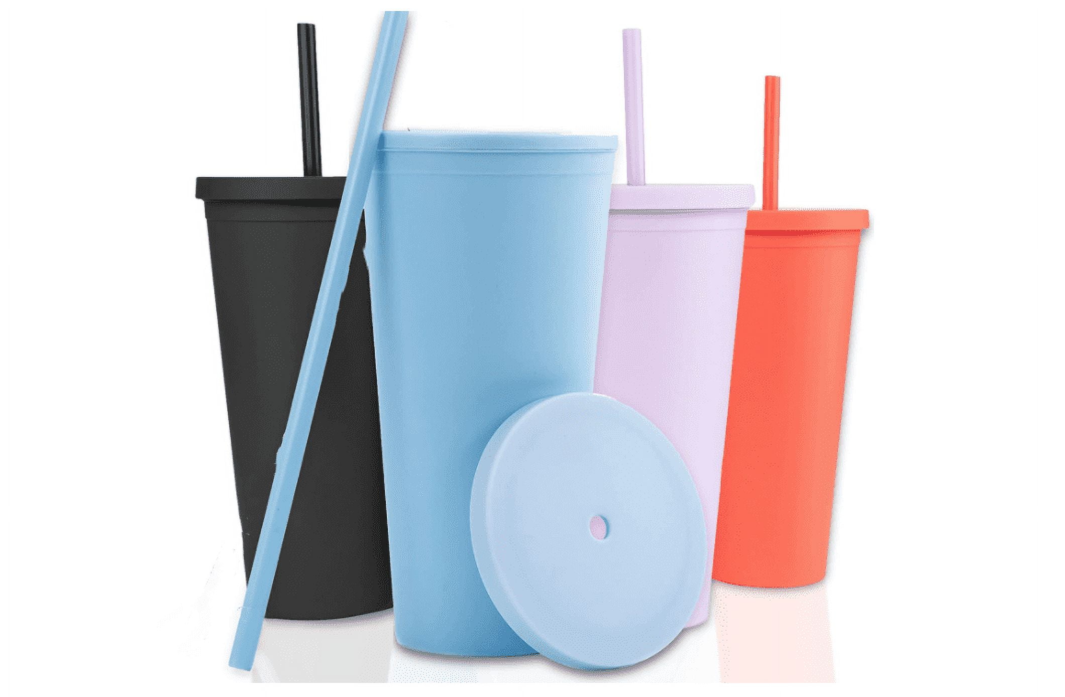 STRATA CUPS Multicolor Skinny Tumblers with Lids and Straws (12 pack) -  16oz Double Wall Acrylic Tumbler, Tall Matte Skinny Tumblers, Bulk with  Free