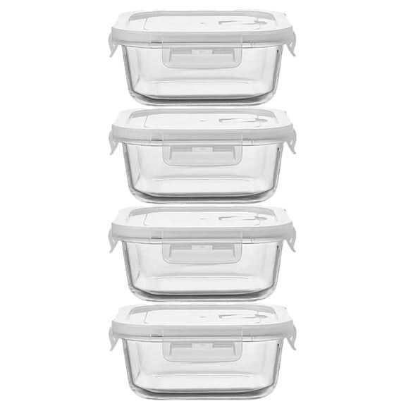 16oz Square Glass Meal Prep Containers With Lids  2 Cup Food Storage Heat-resistant Small Microwavedishwasherfreezer Safe (4 Pack)