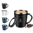 thumbnail image 1 of 16oz Stainless Steel Insulated Coffee Mug with Handle Double Wall Vacuum Travel Mug Tumbler Cup with Sliding Lid (Black), 1 of 9