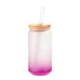 thumbnail image 1 of 16oz Sublimation blank glass Jar Cans ombre gradient Tumblers (Includes Bamboo Lid  Straw), 1 of 7
