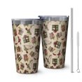 thumbnail image 1 of 16oz Tumblers Beige Christmas Gift Pattern Stainless Steel Vacuum Insulated Double Wall Travel Tumbler Cups Mug with Lid and Straw,Cleaning Brush for Coffee,Tea, 1 of 4