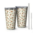 thumbnail image 1 of 16oz Tumblers Beige Christmas Gingerbread Pattern Stainless Steel Vacuum Insulated Double Wall Travel Tumbler Cups Mug with Lid and Straw,Cleaning Brush for Coffee,Tea, 1 of 4
