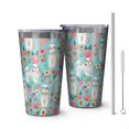 thumbnail image 1 of 16oz Tumblers Bichon Dog Blue Florals Stainless Steel Vacuum Insulated Double Wall Travel Tumbler Cups Mug with Lid and Straw,Cleaning Brush for Coffee,Tea, 1 of 4