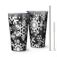 thumbnail image 1 of 16oz Tumblers Black Christmas Snowflake Pattern Stainless Steel Vacuum Insulated Double Wall Travel Tumbler Cups Mug with Lid and Straw,Cleaning Brush for Coffee,Tea, 1 of 4
