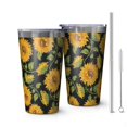 thumbnail image 1 of 16oz Tumblers Black Sunflower Stainless Steel Vacuum Insulated Double Wall Travel Tumbler Cups Mug with Lid and Straw,Cleaning Brush for Coffee,Tea, 1 of 4