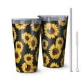 thumbnail image 1 of 16oz Tumblers Black Yellow Sunflower Pattern Stainless Steel Vacuum Insulated Double Wall Travel Tumbler Cups Mug with Lid and Straw,Cleaning Brush for Coffee,Tea, 1 of 4