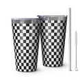 thumbnail image 1 of 16oz Tumblers Black White Checkered Pattern Stainless Steel Vacuum Insulated Double Wall Travel Tumbler Cups Mug with Lid and Straw,Cleaning Brush for Coffee,Tea, 1 of 4