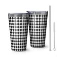 thumbnail image 1 of 16oz Tumblers Black White Diamond Checkered Pattern Stainless Steel Vacuum Insulated Double Wall Travel Tumbler Cups Mug with Lid and Straw,Cleaning Brush for Coffee,Tea, 1 of 4