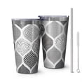 thumbnail image 1 of 16oz Tumblers Black and White Geometric Quatrefoil Pattern Stainless Steel Vacuum Insulated Double Wall Travel Tumbler Cups Mug with Lid and Straw,Cleaning Brush for Coffee,Tea, 1 of 4