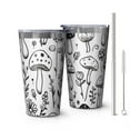 thumbnail image 1 of 16oz Tumblers Black and White Mushroom Stainless Steel Vacuum Insulated Double Wall Travel Tumbler Cups Mug with Lid and Straw,Cleaning Brush for Coffee,Tea, 1 of 4