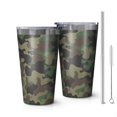 thumbnail image 1 of 16oz Tumblers Blue Camo Wavy Shapes Pattern Stainless Steel Vacuum Insulated Double Wall Travel Tumbler Cups Mug with Lid and Straw,Cleaning Brush for Coffee,Tea, 1 of 4
